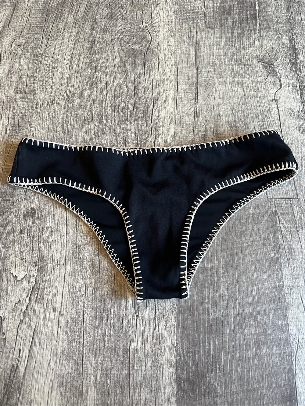 Victoria's Secret Black Bikini Bottom with White Stitch Trim